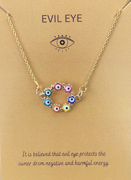 Multicolour Flowers Evil Eye Charm Necklace(Waterproof)