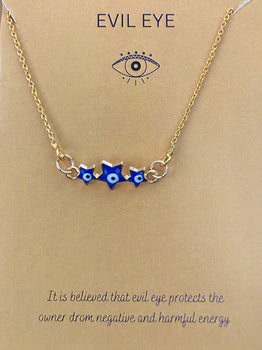 Blue Stars Evil Eye Charm Necklace(Waterproof)