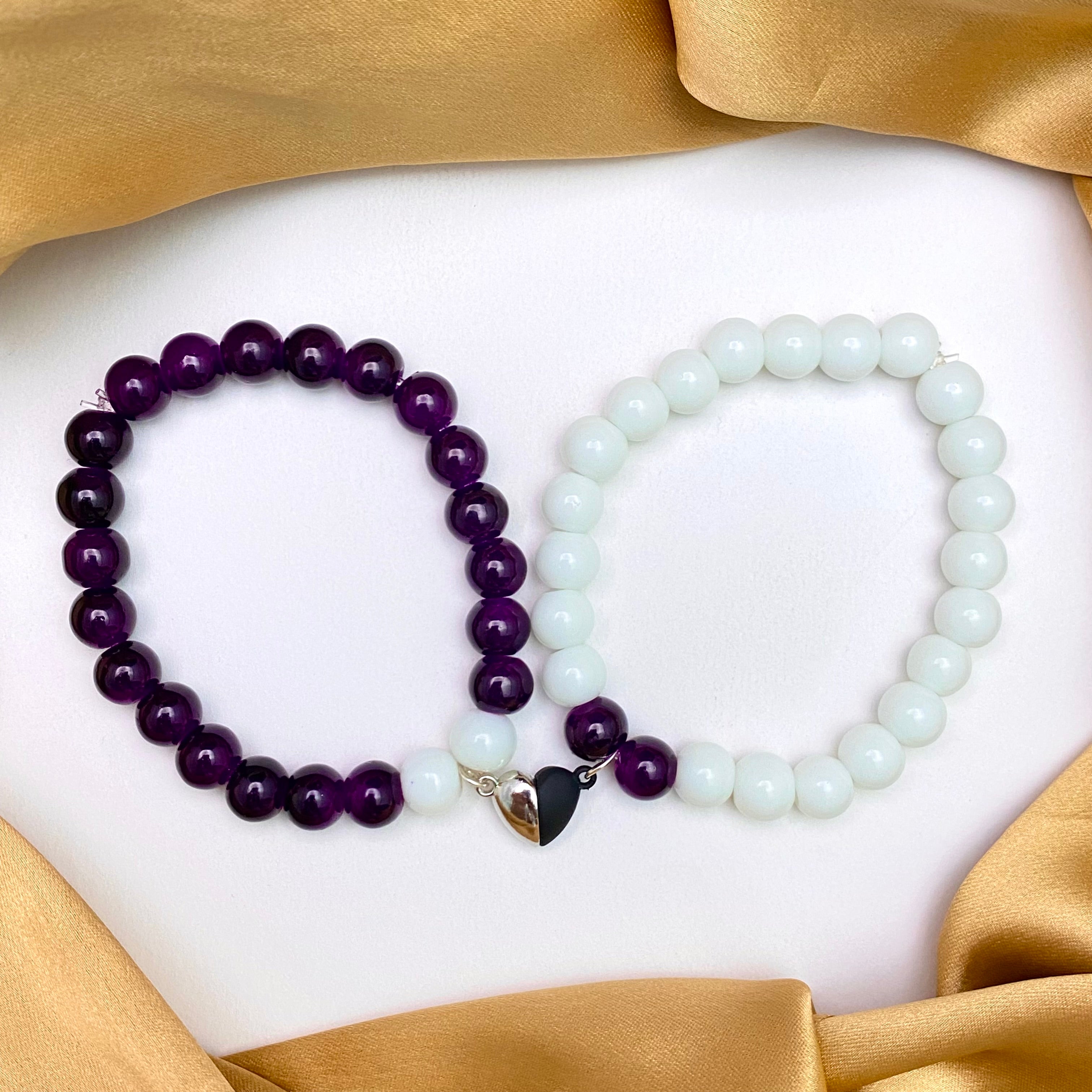 Affordable 7 Chakra Couple Glass Beads Bracelet– Oralia India