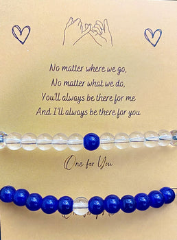 High Quality Blue & Transparent Beads Couple Bracelet