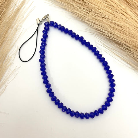 Cute Blue Crystal Beads Phone Charm Strap