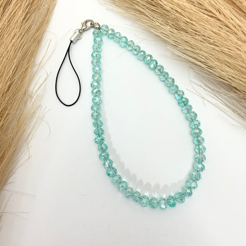 Cute Light Blue Crystal Beads Phone Charm Strap