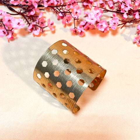 Adjustable Golden New Style Geometric Hollow Out Metal Bracelet For Women