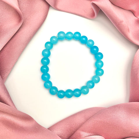 Blue Glass Beads Bracelet - Stretchable(Big Beads)