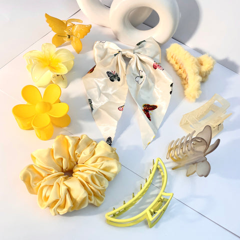 Hair Accessories,Yellow Combo,Clutchers,Bow