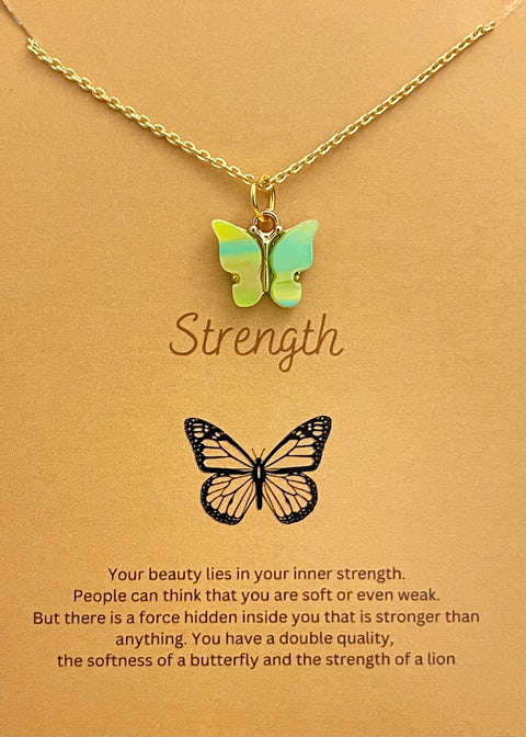Cute Dual Shade Acrylic Butterfly Pendant Necklace