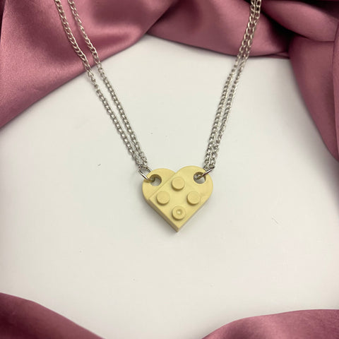 Heart Shape Brick Lego Couple Necklace
