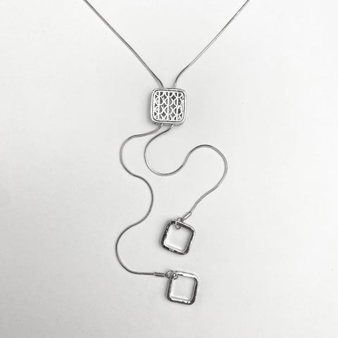 Silver Square Charm Necklace