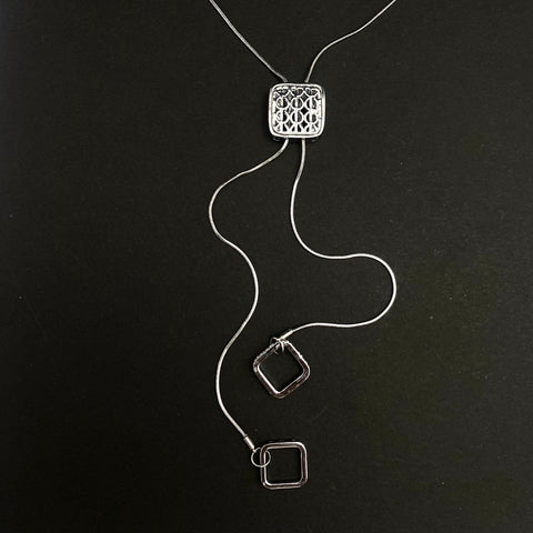 Silver Square Charm Necklace