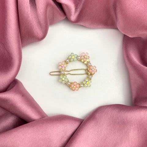 Multicolour Korean Floral Circular Hair Clip