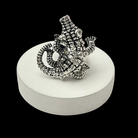 oxidised Ring,alligator,Adjustable Ring,silver