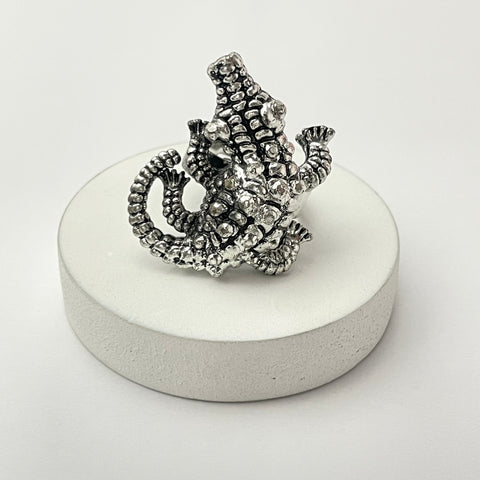oxidised Ring,alligator,Adjustable Ring,silver