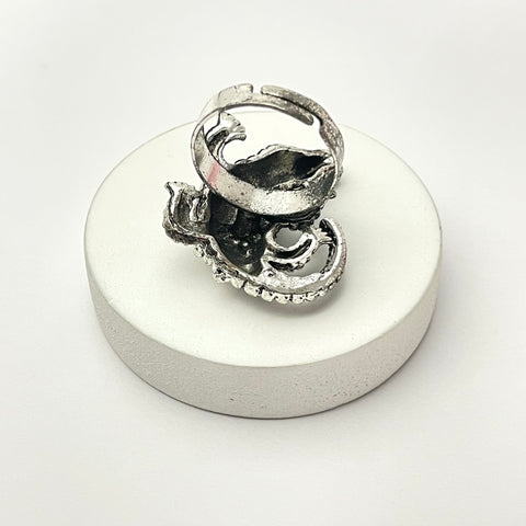 Oxidised Silver Alligator Designed Ring