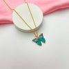 Waterproof Golden Green Butterfly Charm Necklace