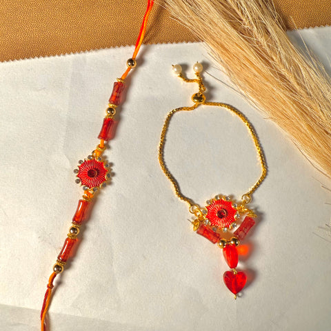 Cute Kundan Charm Bhaiya Bhabhi Rakhi Combo For Rakshabandhan