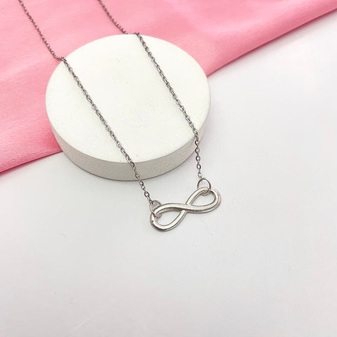 Silver Pack Of 2 Silver Infinity & Small Double Leaf Charm Necklace Combo With Stainless Steel Chain