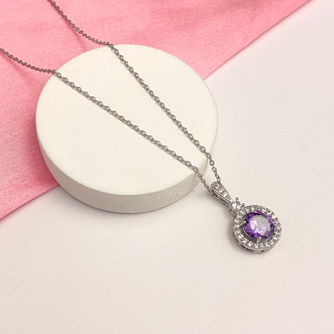 Premium Pack Of 2 Silver Stainless Steel Lavender Necklace Combo Perfect For Dailywear