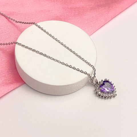 Premium Pack Of 2 Silver Stainless Steel Lavender Necklace Combo Perfect For Dailywear