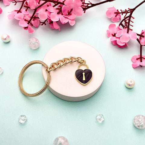 Keychain,for gift, For Bag,For Key,Black Heart Charm