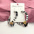 Black & White Clay Beads Hoop Earrings With Butterfly Charm
