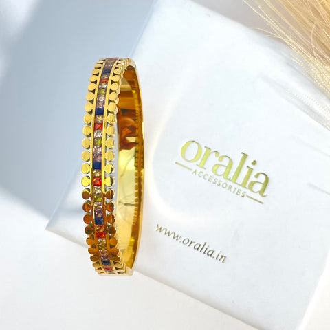 Premium Antitarnish Multicolour Golden Bracelet