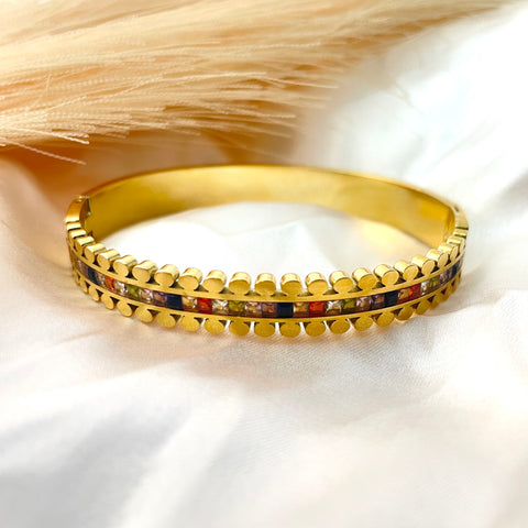  Premium,Antitarnish,Golden,Waterproof,Bracelet,Stone Studded,Multicolour