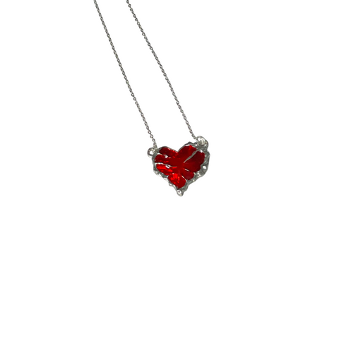 Gothic Red Stainless Steel Heart Charm Necklace