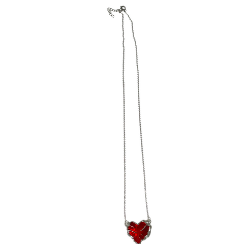 Gothic Red Stainless Steel Heart Charm Necklace