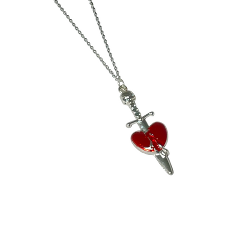 Gothic Red Stainless Steel Heart Charm Necklace