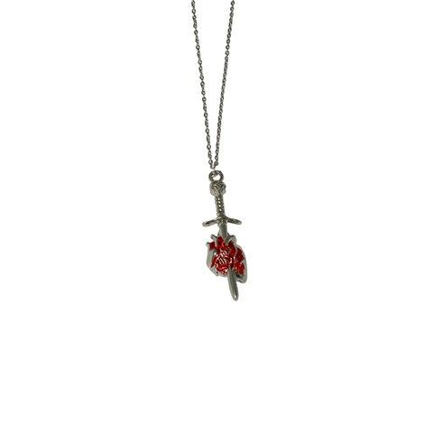 Gothic Red Stainless Steel Heart Charm Necklace