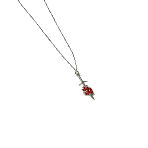 Gothic Red Stainless Steel Heart Charm Necklace