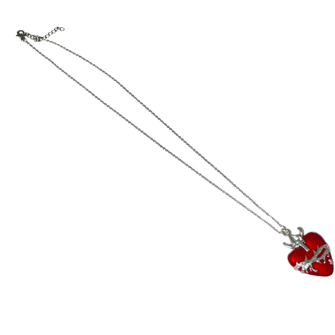 Gothic Red Stainless Steel Heart Charm Necklace
