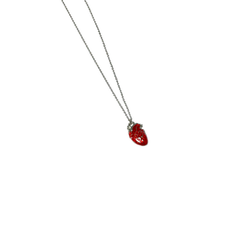 Gothic Red Stainless Steel Heart Charm Necklace