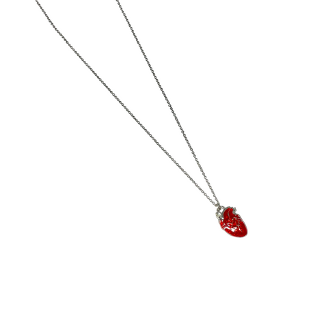 Gothic Red Stainless Steel Heart Charm Necklace