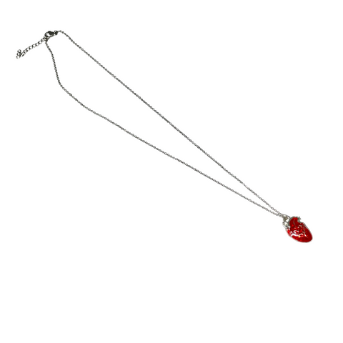 Gothic Red Stainless Steel Heart Charm Necklace