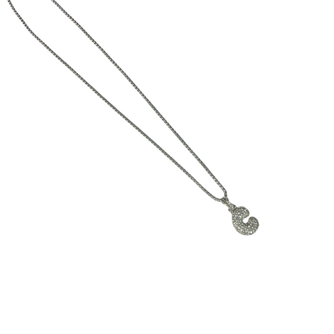 Gift For Valentine's Day Silver Stone Studded C Initial Necklace