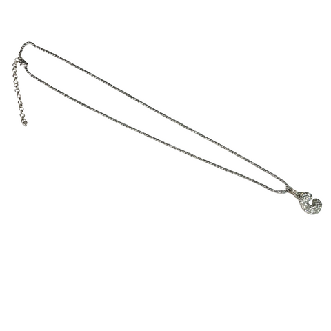 Gift For Valentine's Day Silver Stone Studded C Initial Necklace