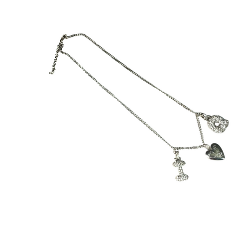 Gift For Valentine's Day Silver Stone Studded I Q Initial With Heart Charm Necklace