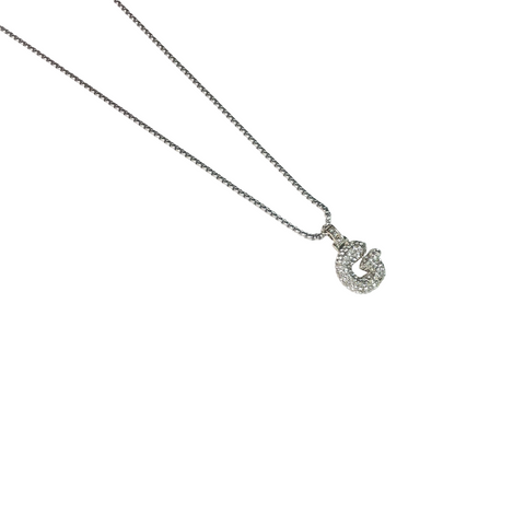 Gift For Valentine's Day Silver Stone Studded G Initial Necklace