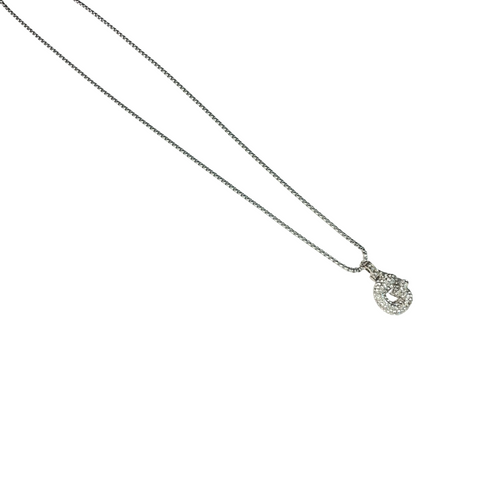 Gift For Valentine's Day Silver Stone Studded G Initial Necklace
