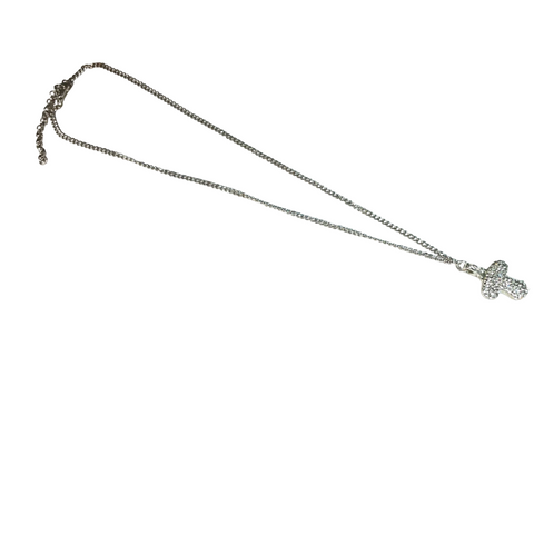 Gift For Valentine's Day Silver Stone Studded T Initial Necklace