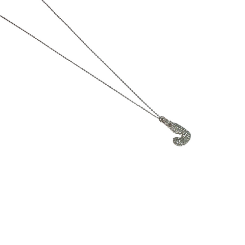 Gift For Valentine's Day Silver Stone Studded J Initial Necklace For Girls