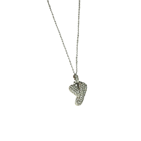Gift For Valentine's Day Silver Stone Studded Y Initial Charm Necklace