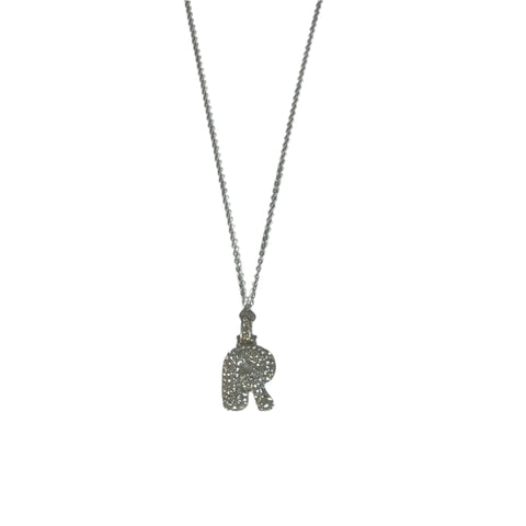 Gift For Valentine's Day Silver Stone Studded R Initial Charm Necklace
