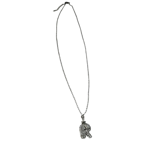 Gift For Valentine's Day Silver Stone Studded R Initial Charm Necklace