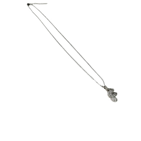 Gift For Valentine's Day Silver Stone Studded F Initial Charm Necklace