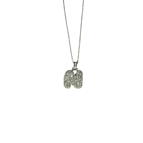 Gift For Valentine's Day Silver Stone Studded N Initial Necklace