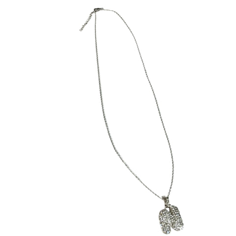 Gift For Valentine's Day Silver Stone Studded N Initial Necklace