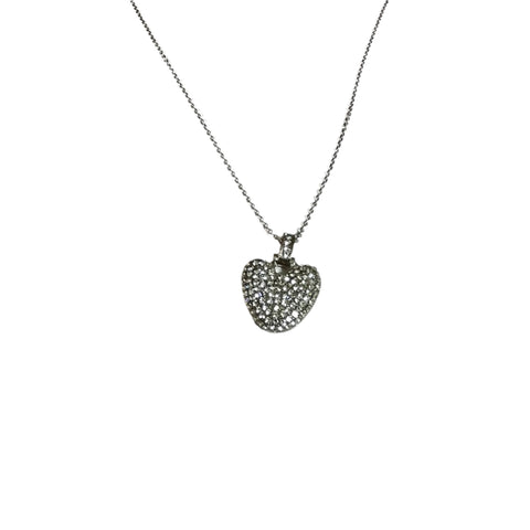 Gift For Valentine's Day Silver Stone Studded Heart Charm Necklace