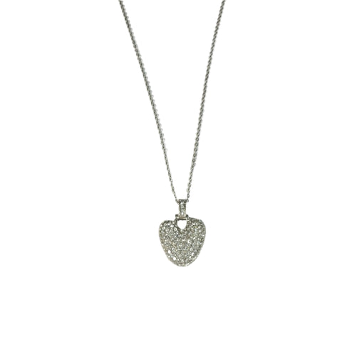 Gift For Valentine's Day Silver Stone Studded Heart Charm Necklace
